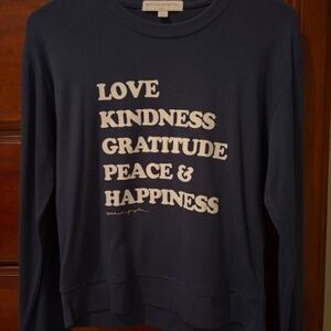 Spiritual Gangster blue knit pullover Love Happiness size Small